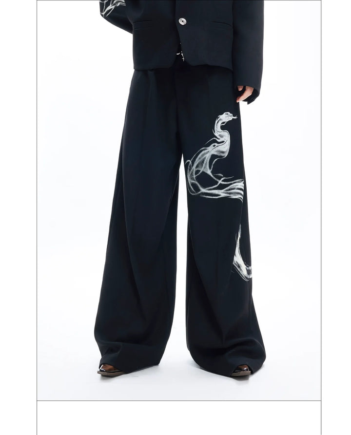 Snake Print Straight-Leg Pants with Logo for Men - ArgueCulture