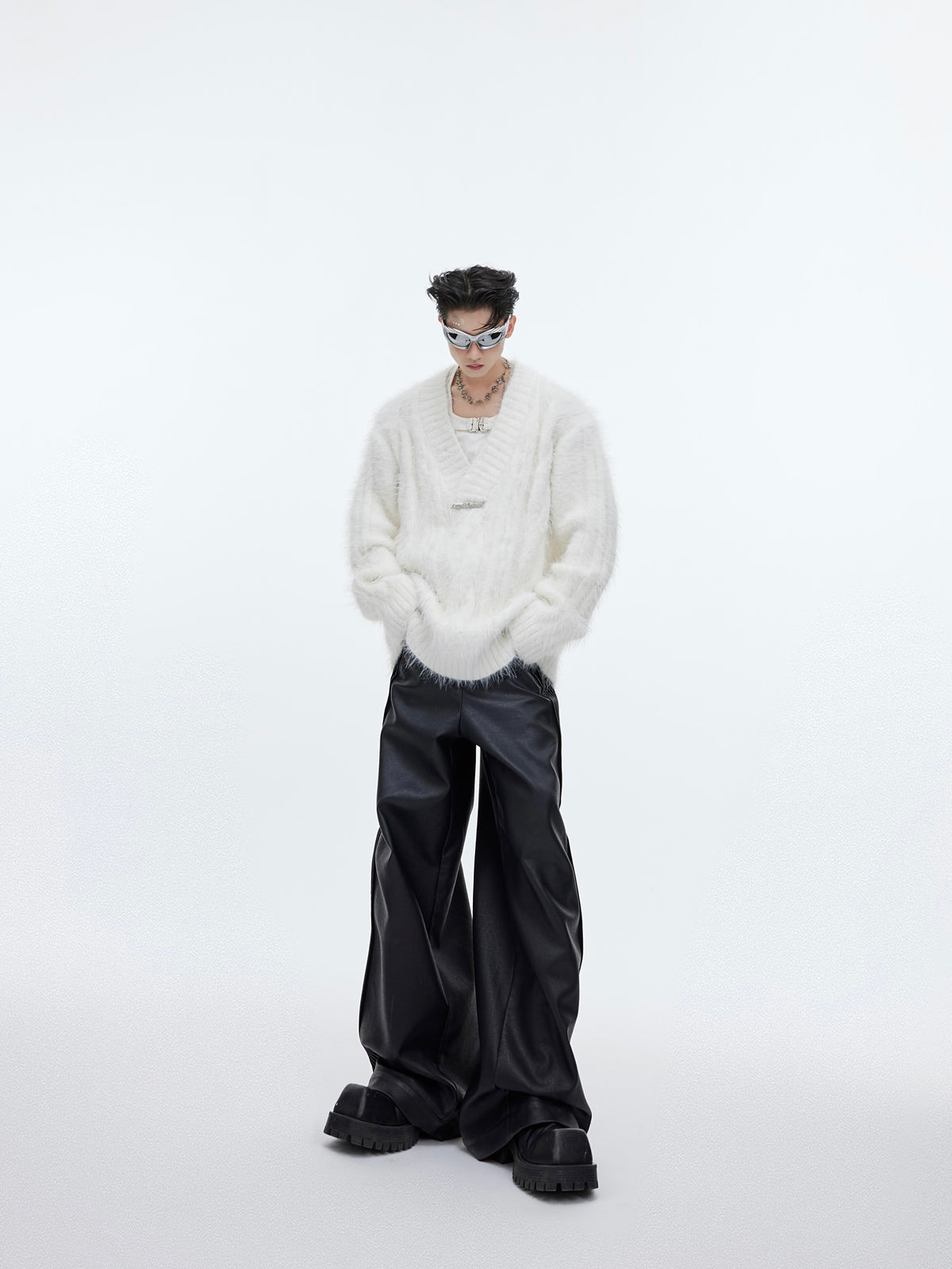 Relaxed V-Neck Knit Sweater - product image 3