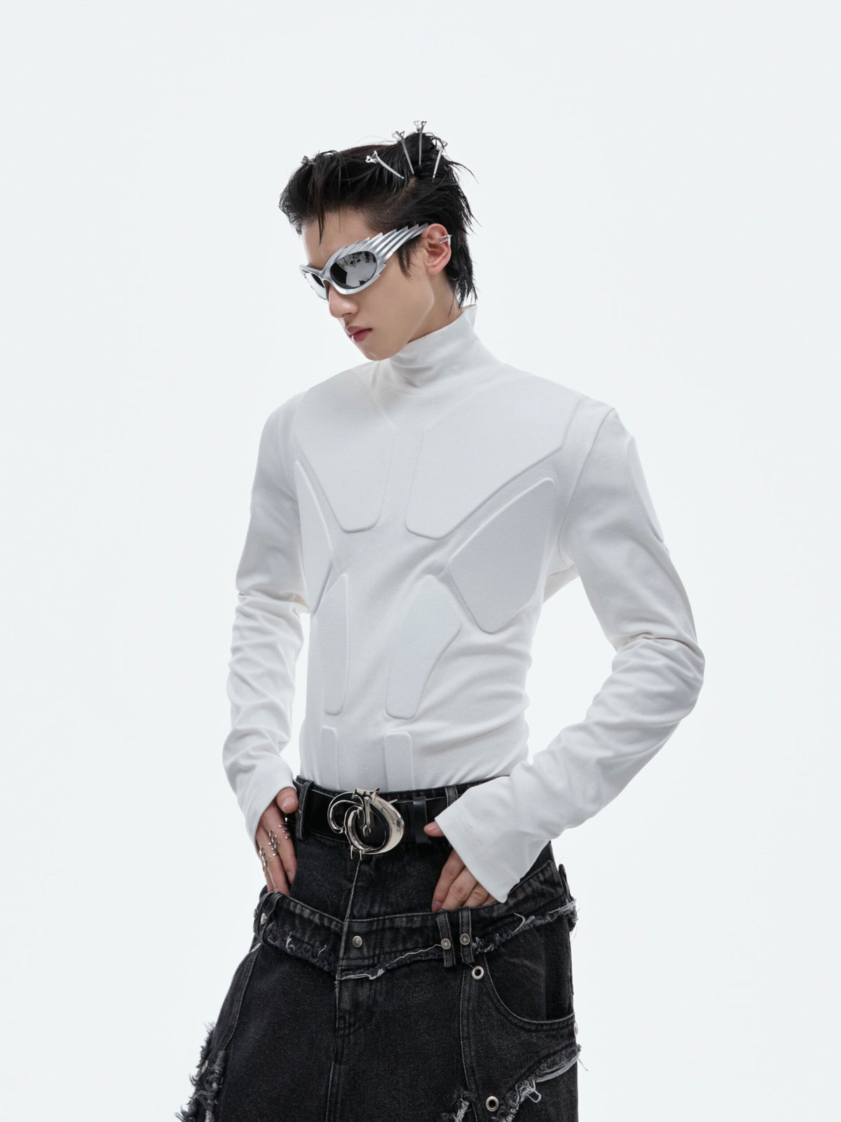 3D Armor Mock-Neck Long-Sleeve Top - product image 1
