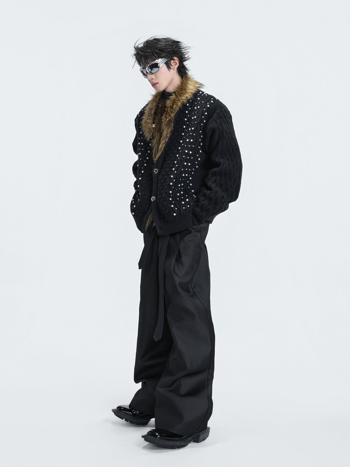Retro Fur-Collar Cotton-Wool Cardigan - product image 2