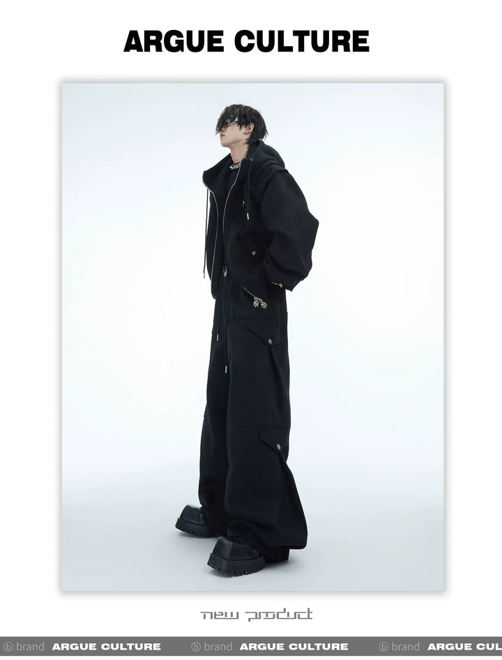 Men¡¯s Oversized Pleated Hoodie Jacket | Stylish Warm Zip-Up Outerwear - ArgueCulture