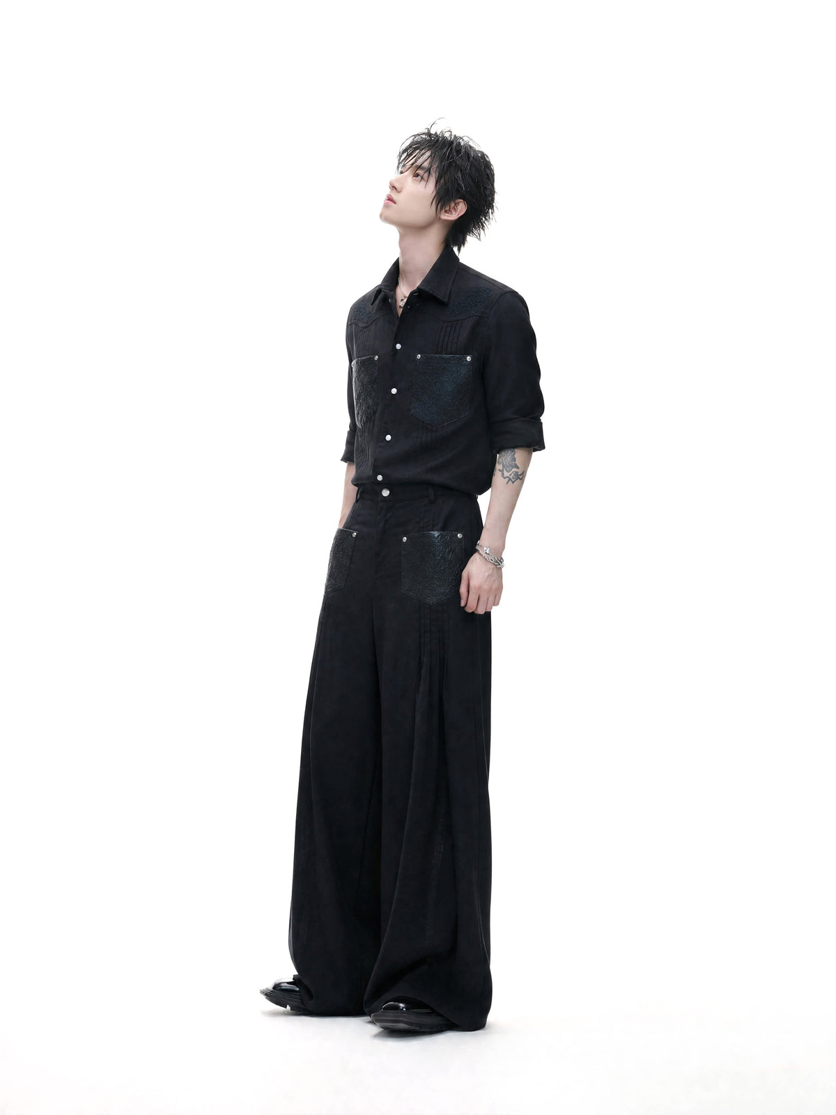Embroidered Stripe Shirt & Wide-Leg Pants - product image 3