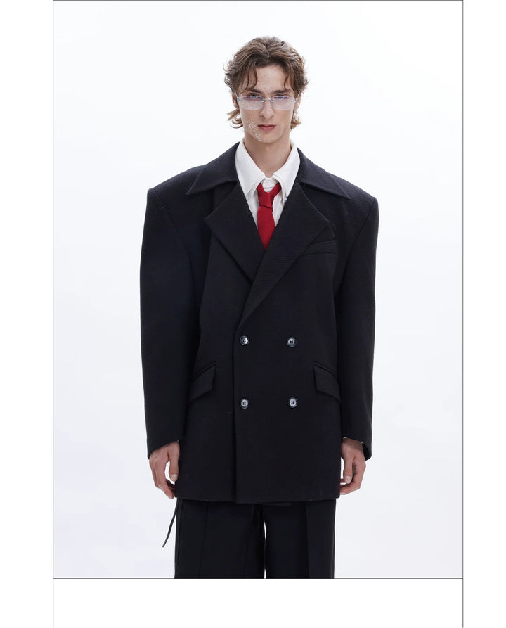 Detachable Fur Collar Double-Breasted Suit Jacket for Men - ArgueCulture