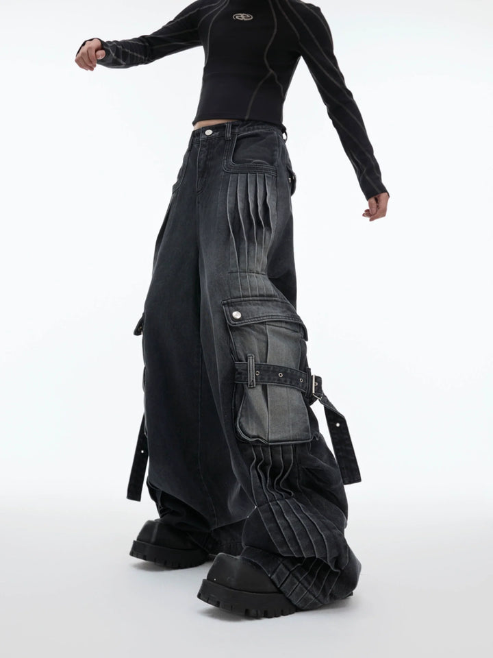 Hooded Denim Set with Straps and Post-Apocalyptic - ArgueCulture