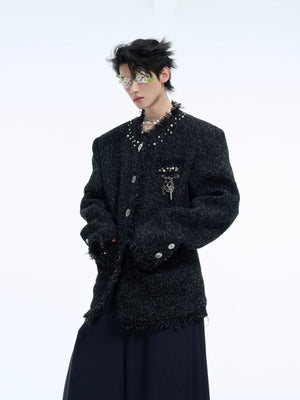 Pearl-Embellished Cropped Textured Jacket - product image 2