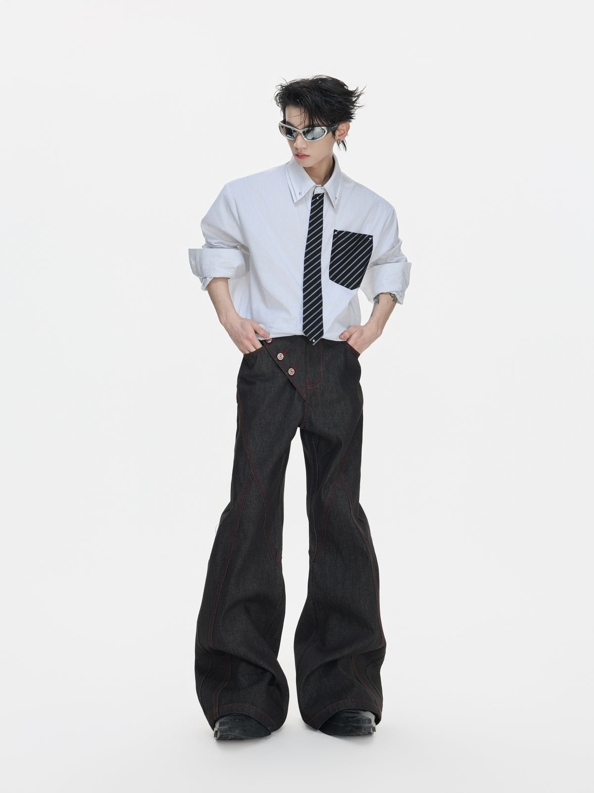Black Denim Jacket & Straight-Leg Pants - product image 4