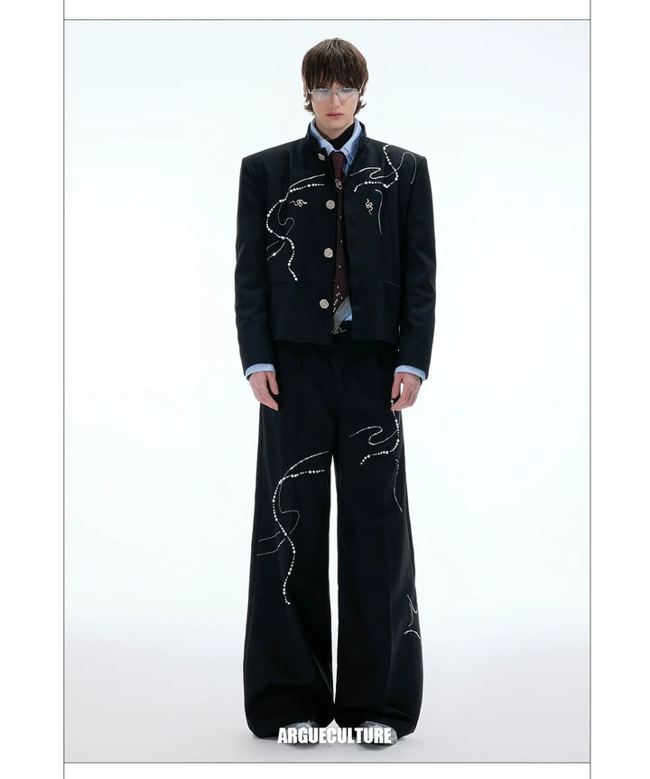 Chinese New Year Snake Pattern Blazer & Wide-Leg Pants – Luxury Streetwear - ArgueCulture