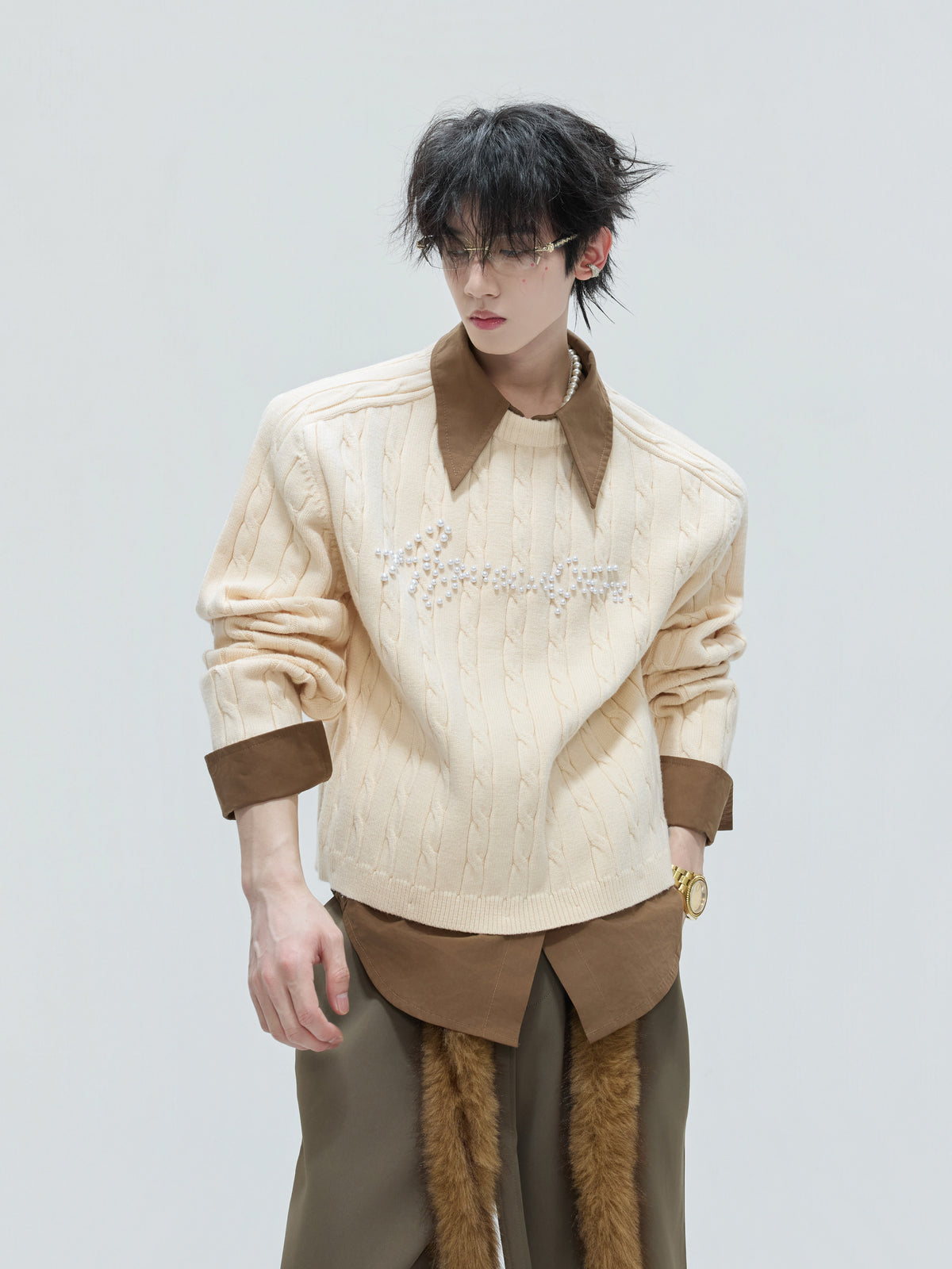 Pearl-Logo Two-Piece Knit Sweater - product image 2