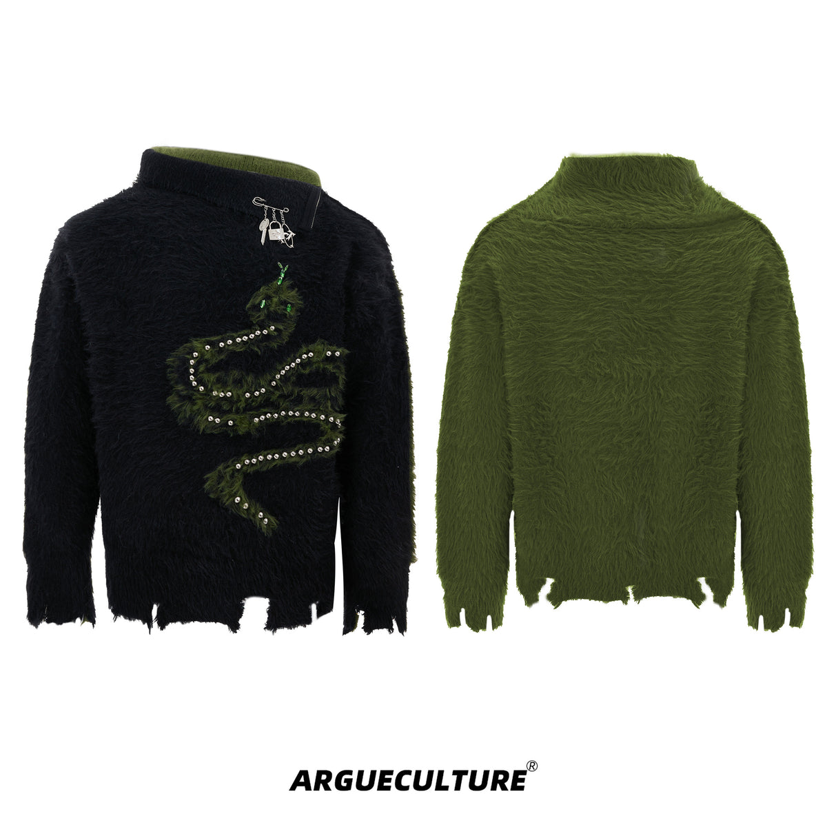 Pearl-Trimmed Snake Motif Sweater - product image 5