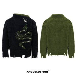 Pearl-Trimmed Snake Motif Sweater - product image 5