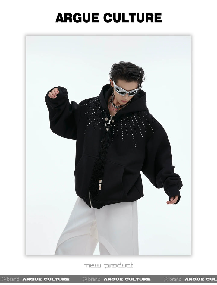 Rhinestone Hoodie with Detachable Tie for Men and Women - ArgueCulture