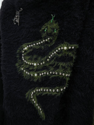 Pearl-Trimmed Snake Motif Sweater - product image 3