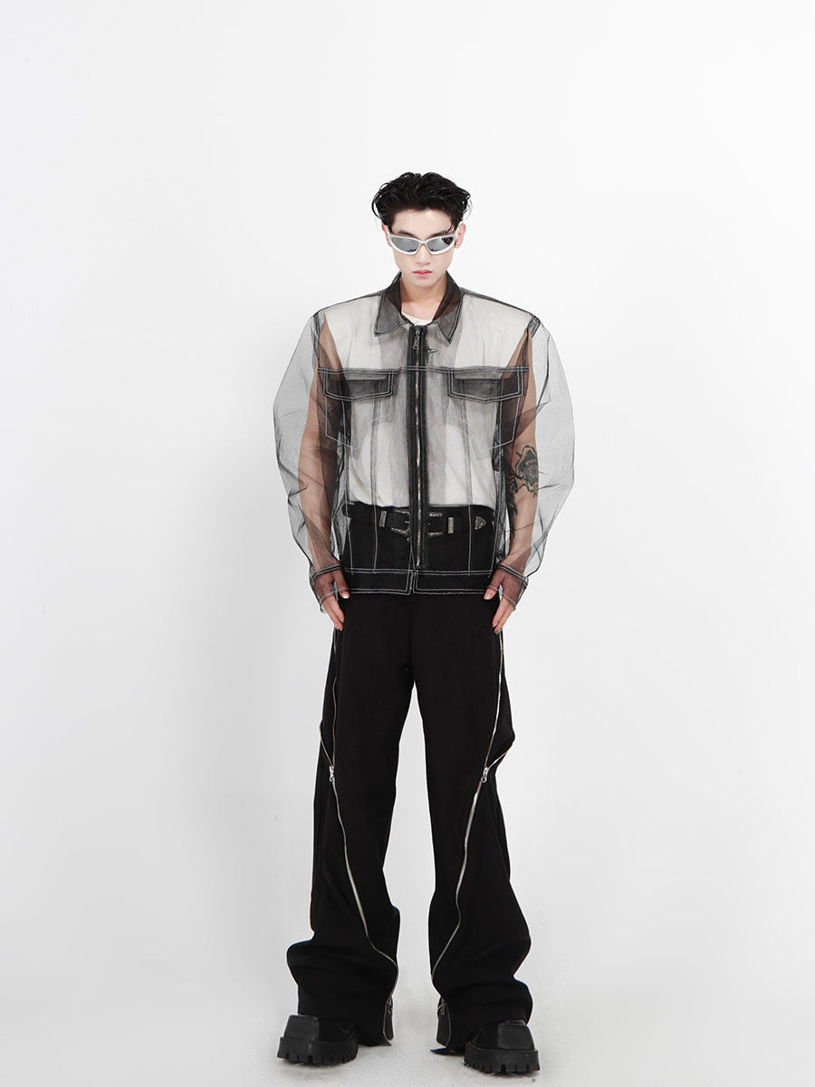 Longline Black Mesh Shirt Jacket - product image 4