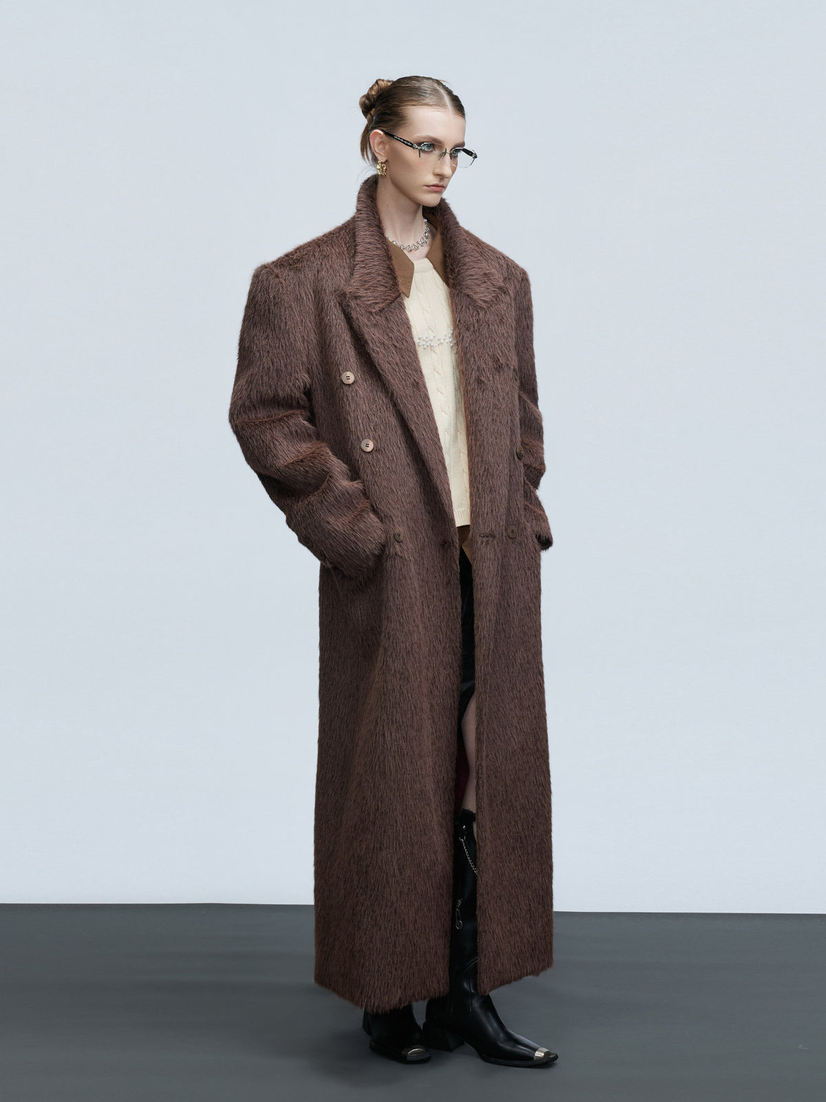 Longline Double-Breasted Wool Blend Coat - product image 5