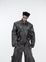 Distressed Gray Denim Utility Set - product image 5