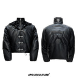 Deconstructed Faux Leather Padded Jacket - product image 5