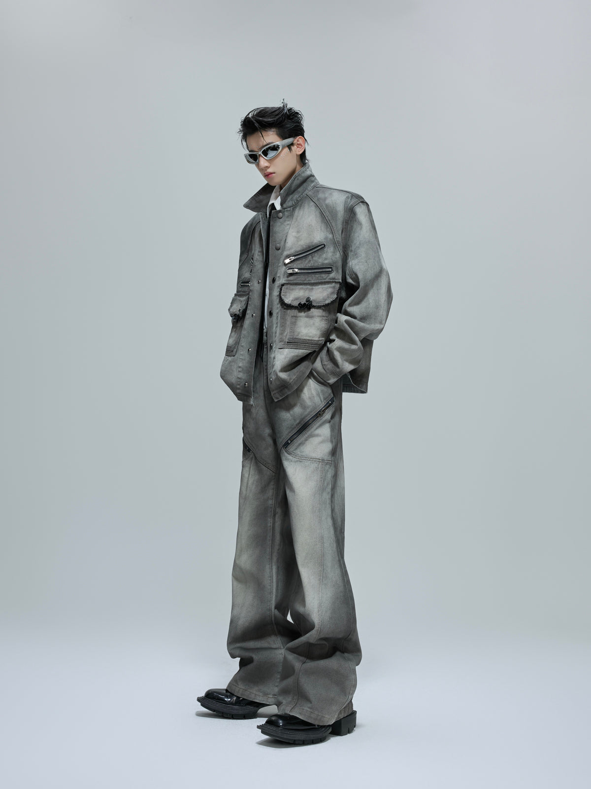 Cement Gray Denim Jacket or Flare Pants - product image 2