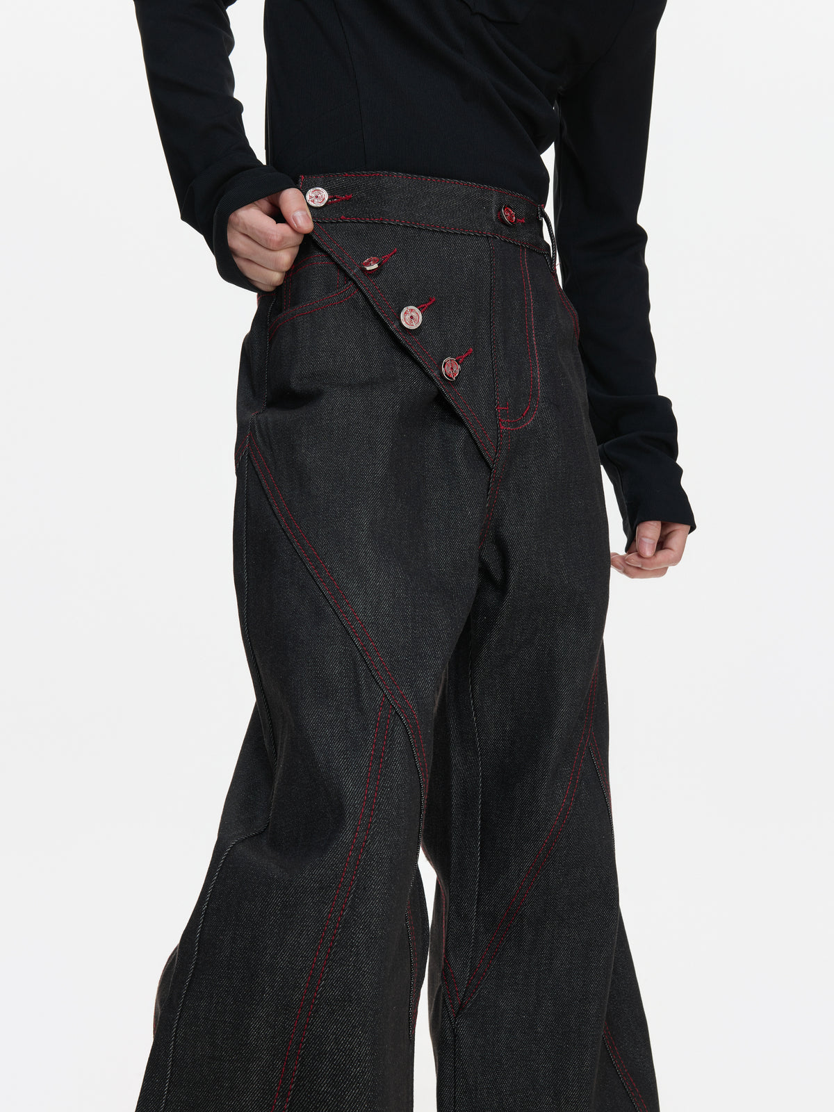 Black Raw Denim Aircraft-Buckle Jacket - product image 5