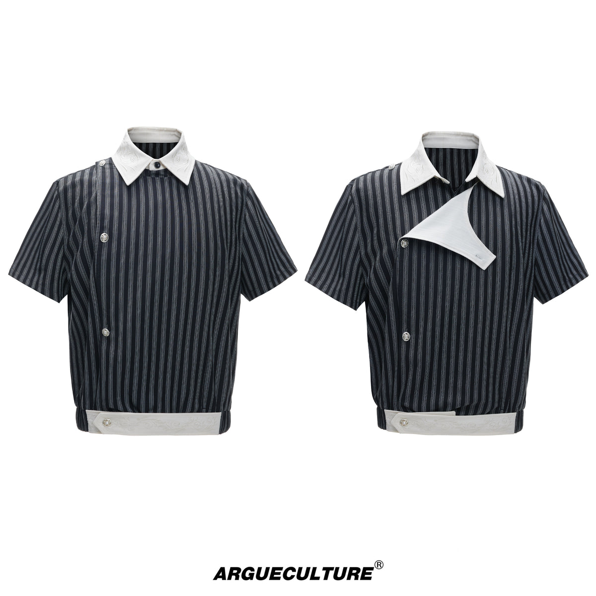 Asymmetric Embroidered Striped Shirt - product image 5