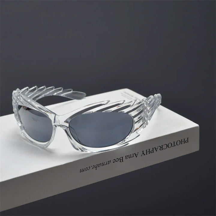 Exaggerated Retro Punk Winged Sunglasses - ArgueCulture