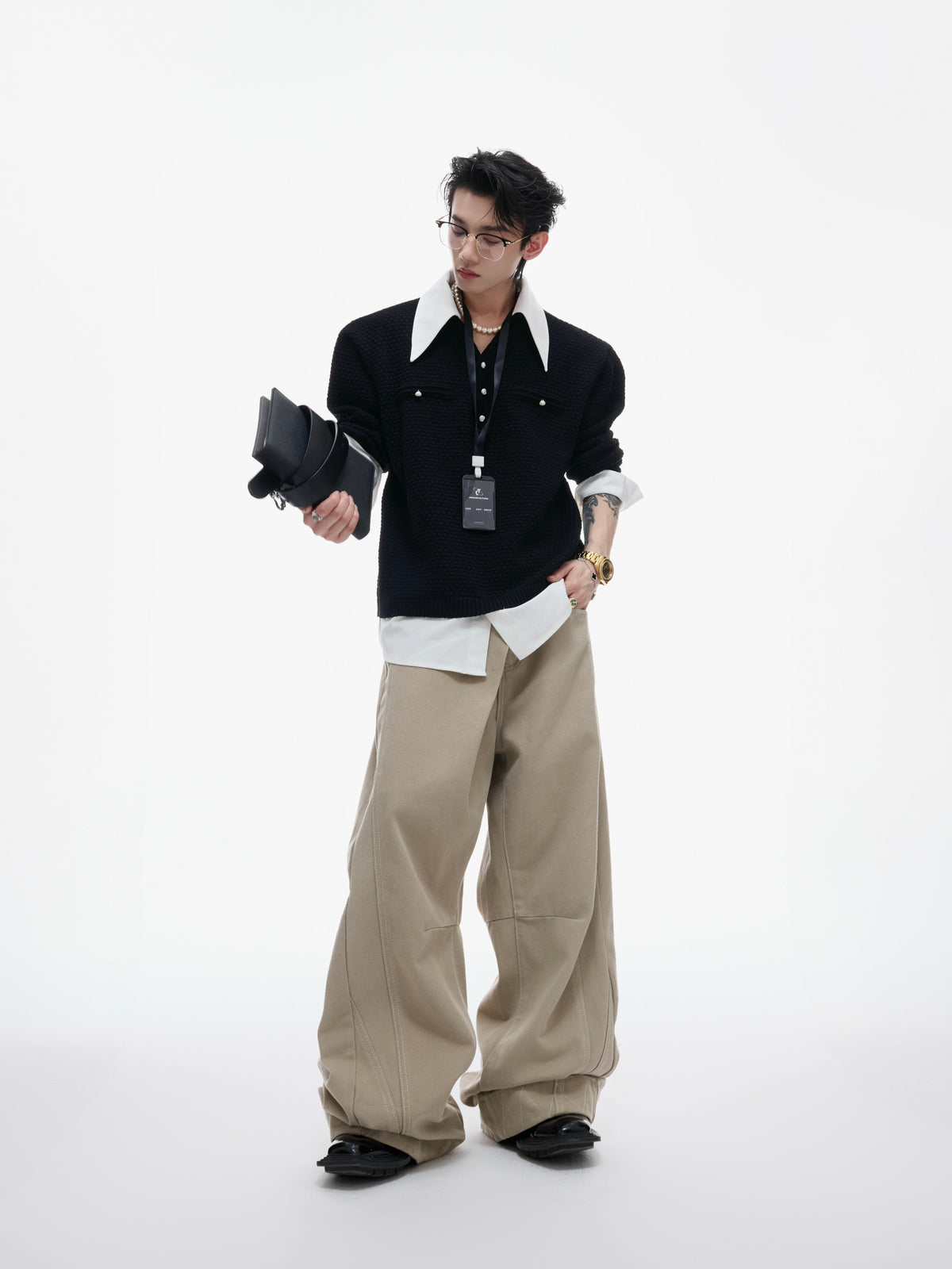 Color-Blocked Faux-Layer Knit Sweater - product image 5