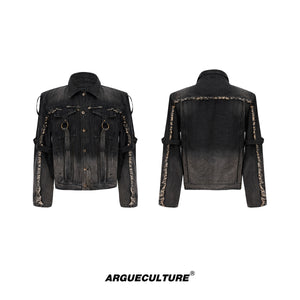 Washed Raw-Edge Webbing Denim Jacket - product image 5