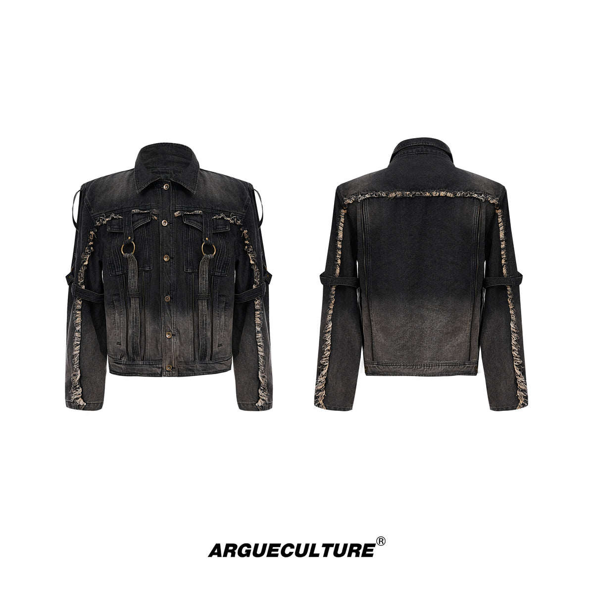 Washed Raw-Edge Webbing Denim Jacket - product image 5