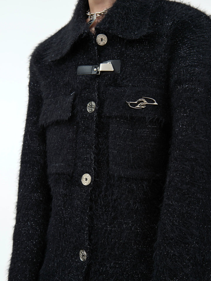 Men¡¯s Faux Fur Mink Knit Sweater with Metal Design - ArgueCulture