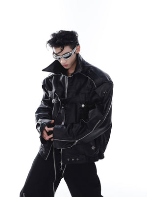 Deconstructed PU Leather Moto Jacket - product image 3
