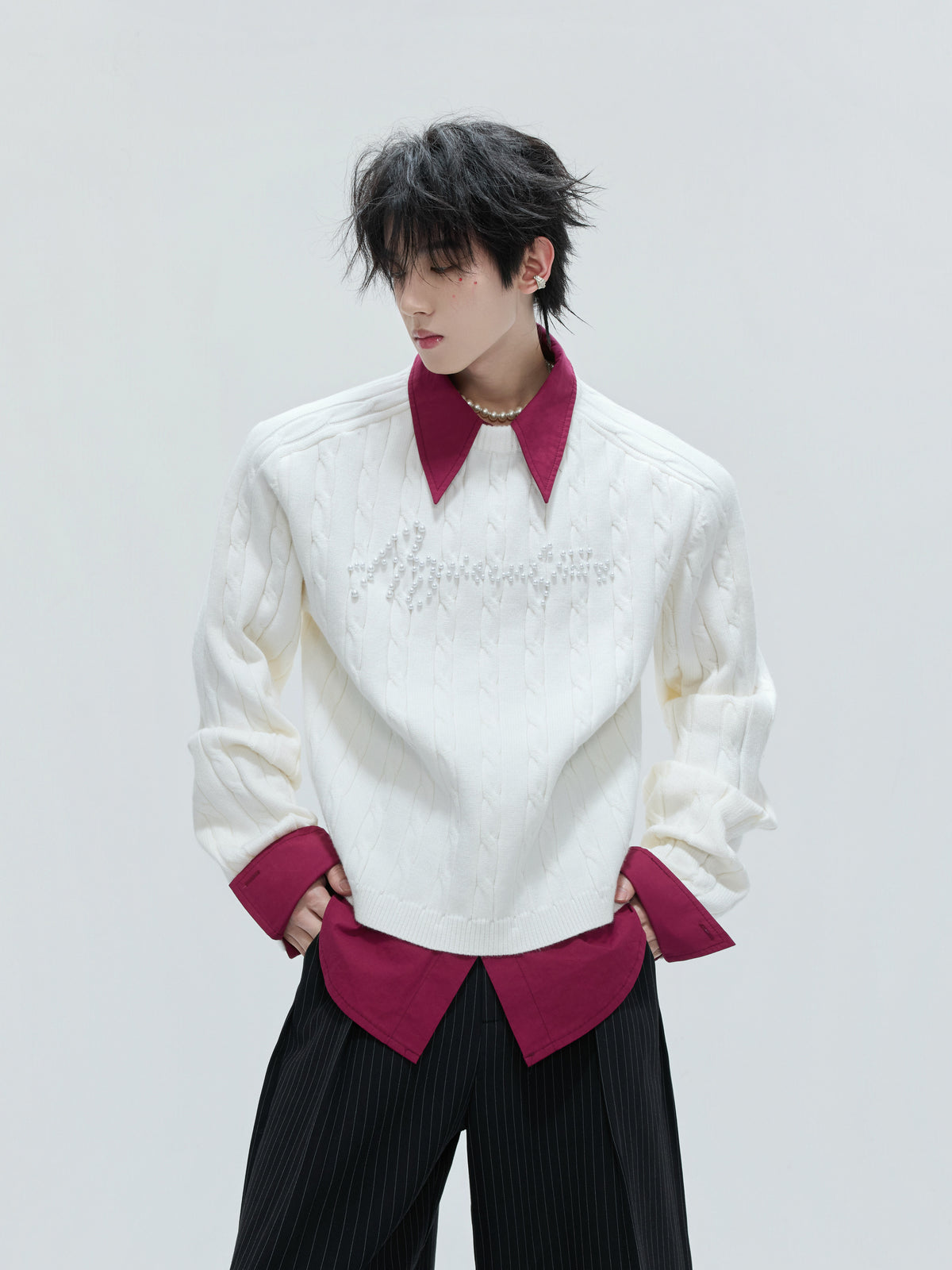 Pearl-Logo Two-Piece Knit Sweater - product image 4