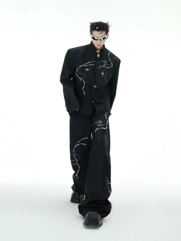 Chinese New Year Snake Pattern Blazer & Wide-Leg Pants – Luxury Streetwear - ArgueCulture