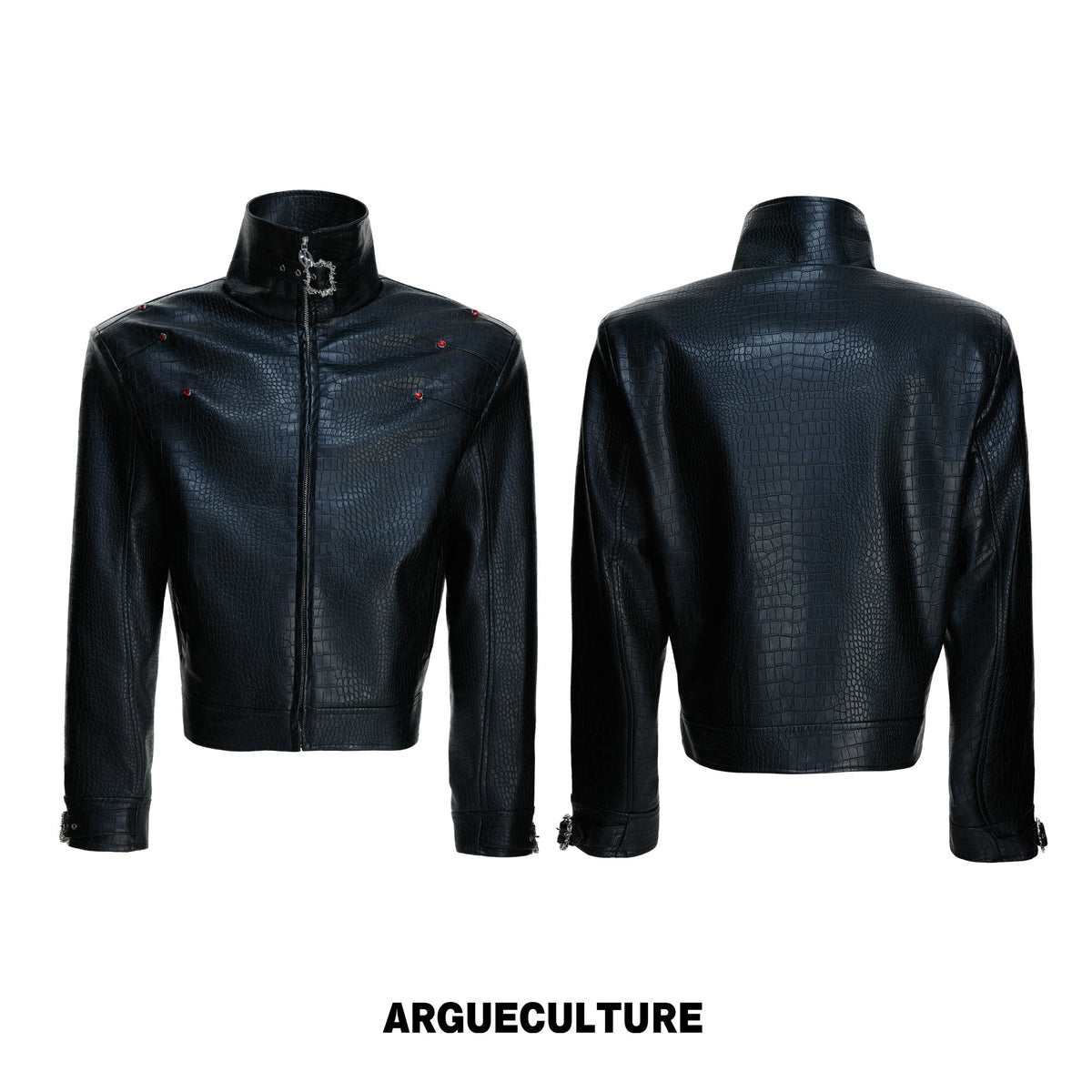 Croc-Embossed Faux Leather Jacket - variant image 7