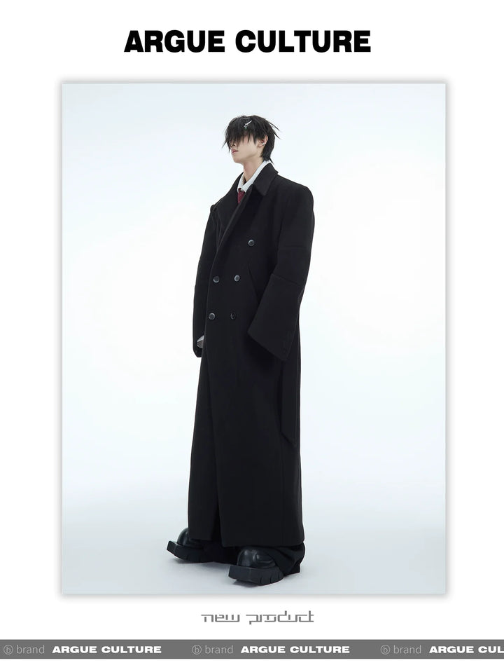 Double-Breasted Wool Coat with Belt Design & Elegant Tailoring - ArgueCulture