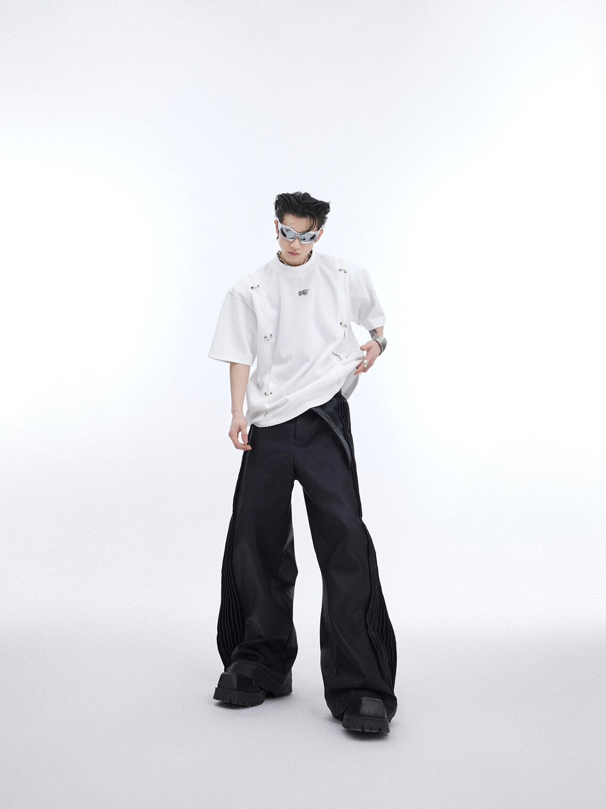 Deconstructed Metal Accent Oversized T-Shirt - product image 1
