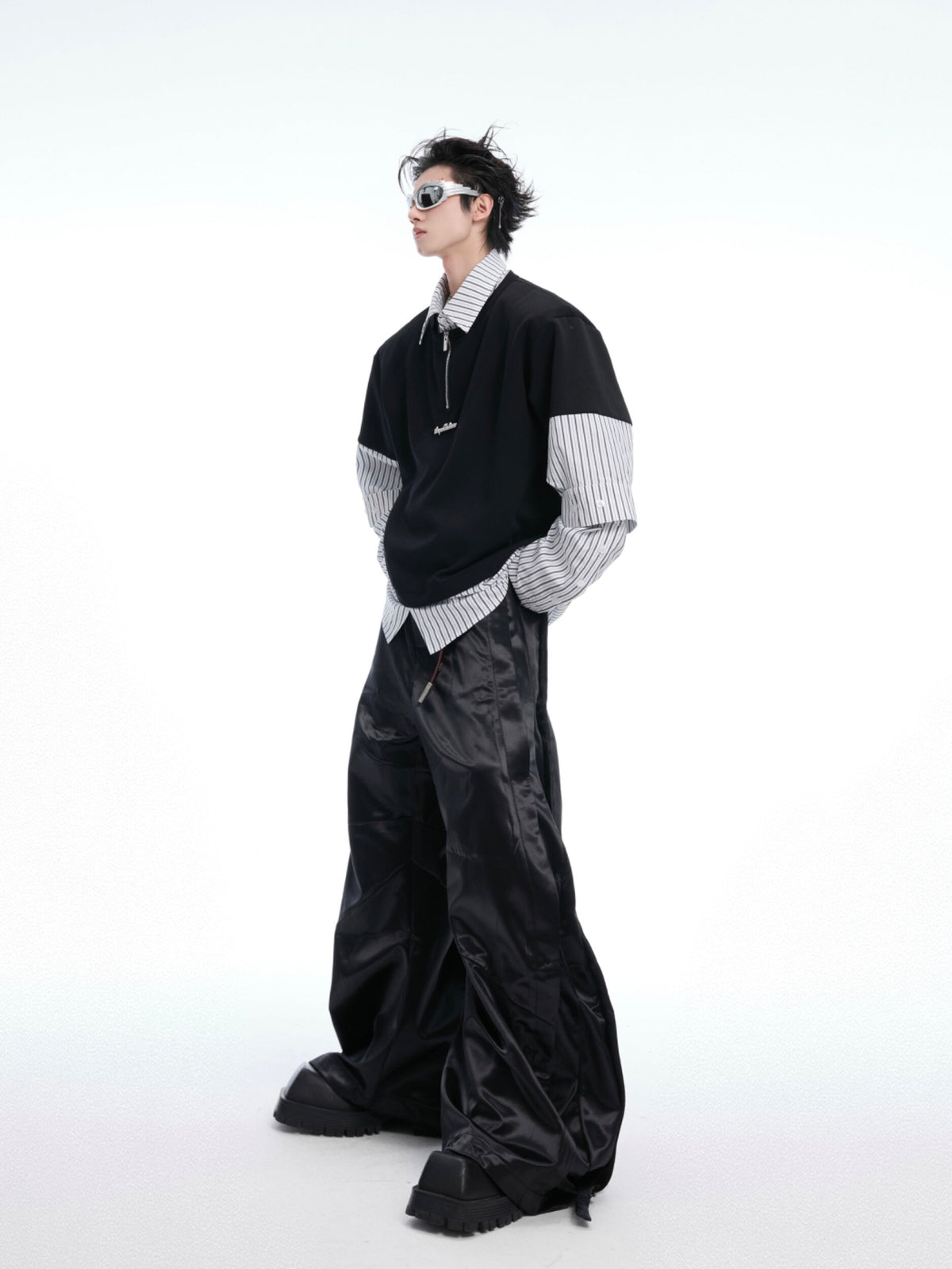 Relaxed Faux-Two-Piece Striped Shirt - product image 4