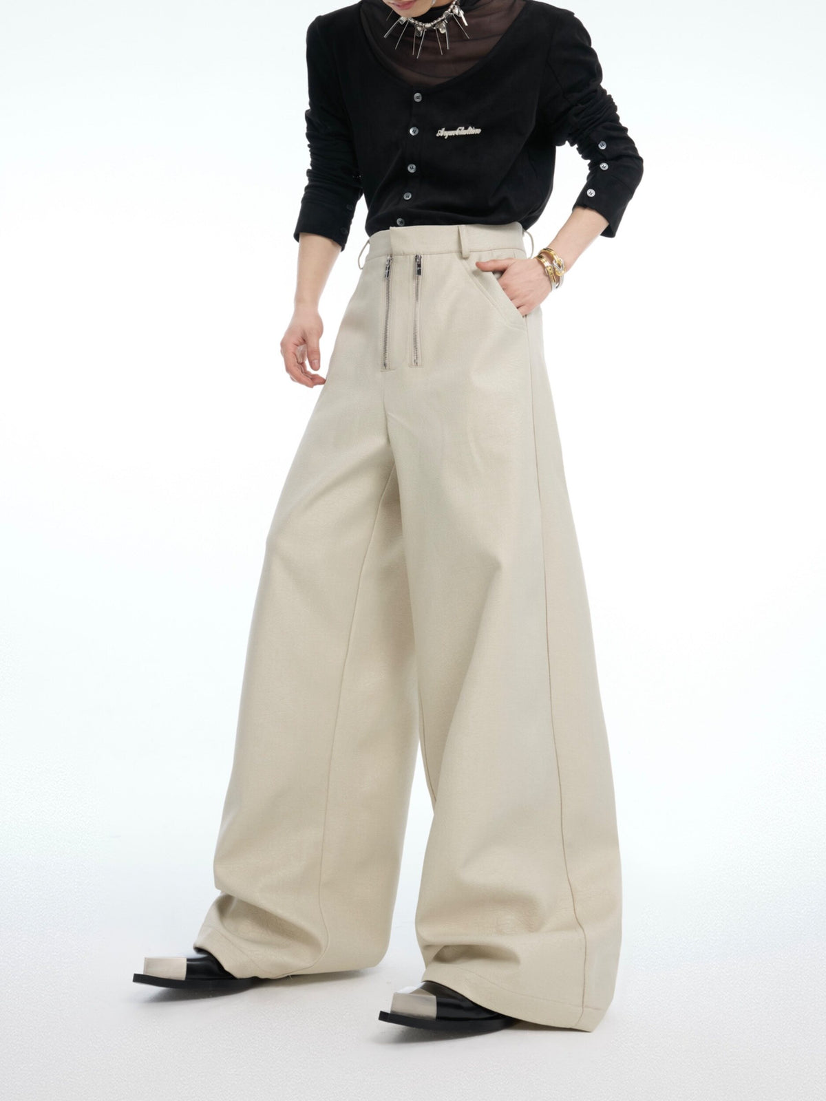 Metal Double-Zip Straight-Leg Trousers - product image 5