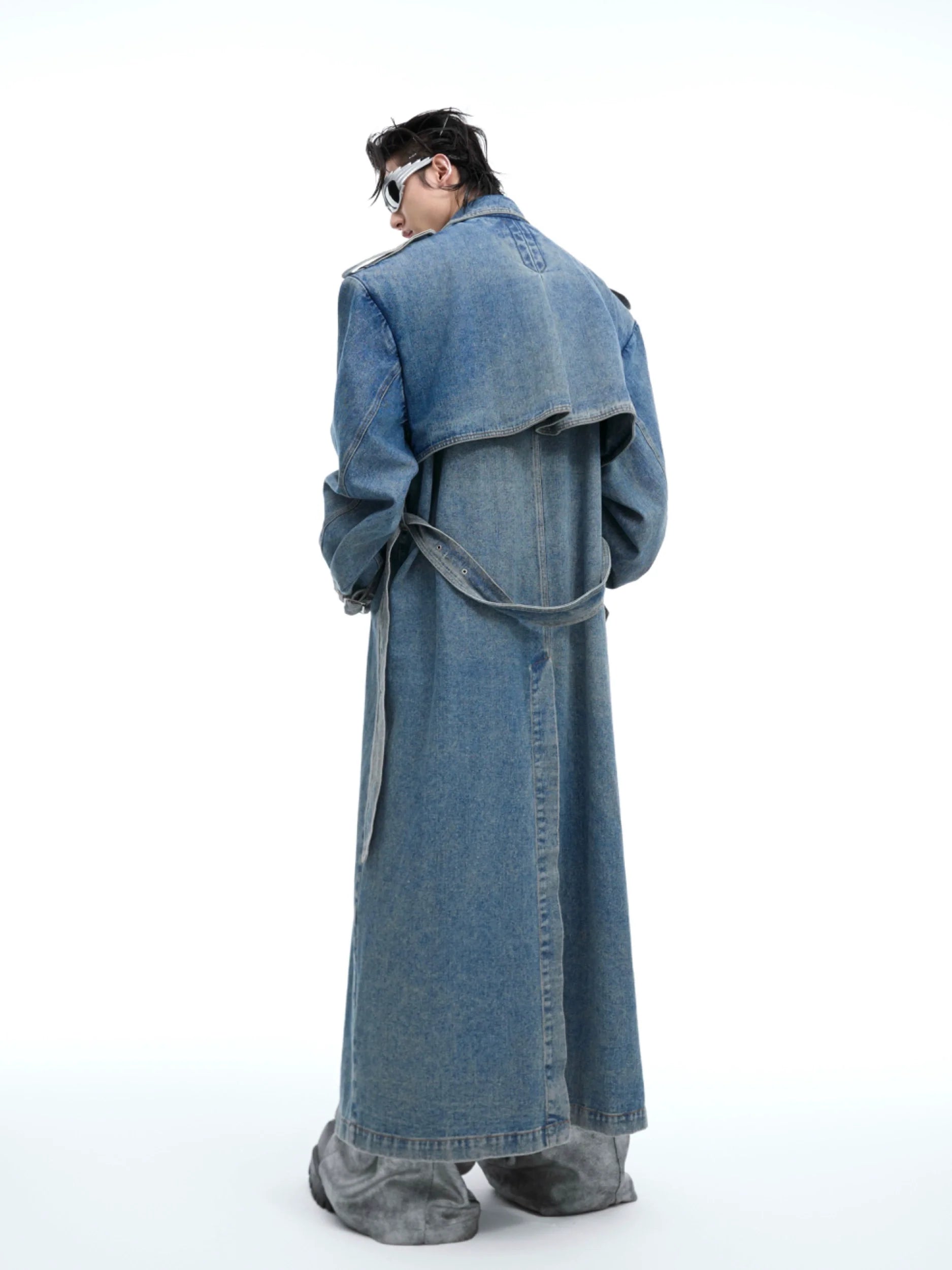 Vintage Denim Coat with Military Collar and Post-Apocalyptic Style - ArgueCulture