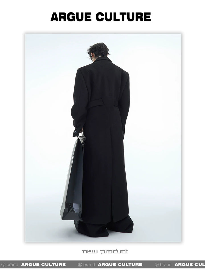 Double-Breasted Wool Coat with Belt Design & Elegant Tailoring - ArgueCulture