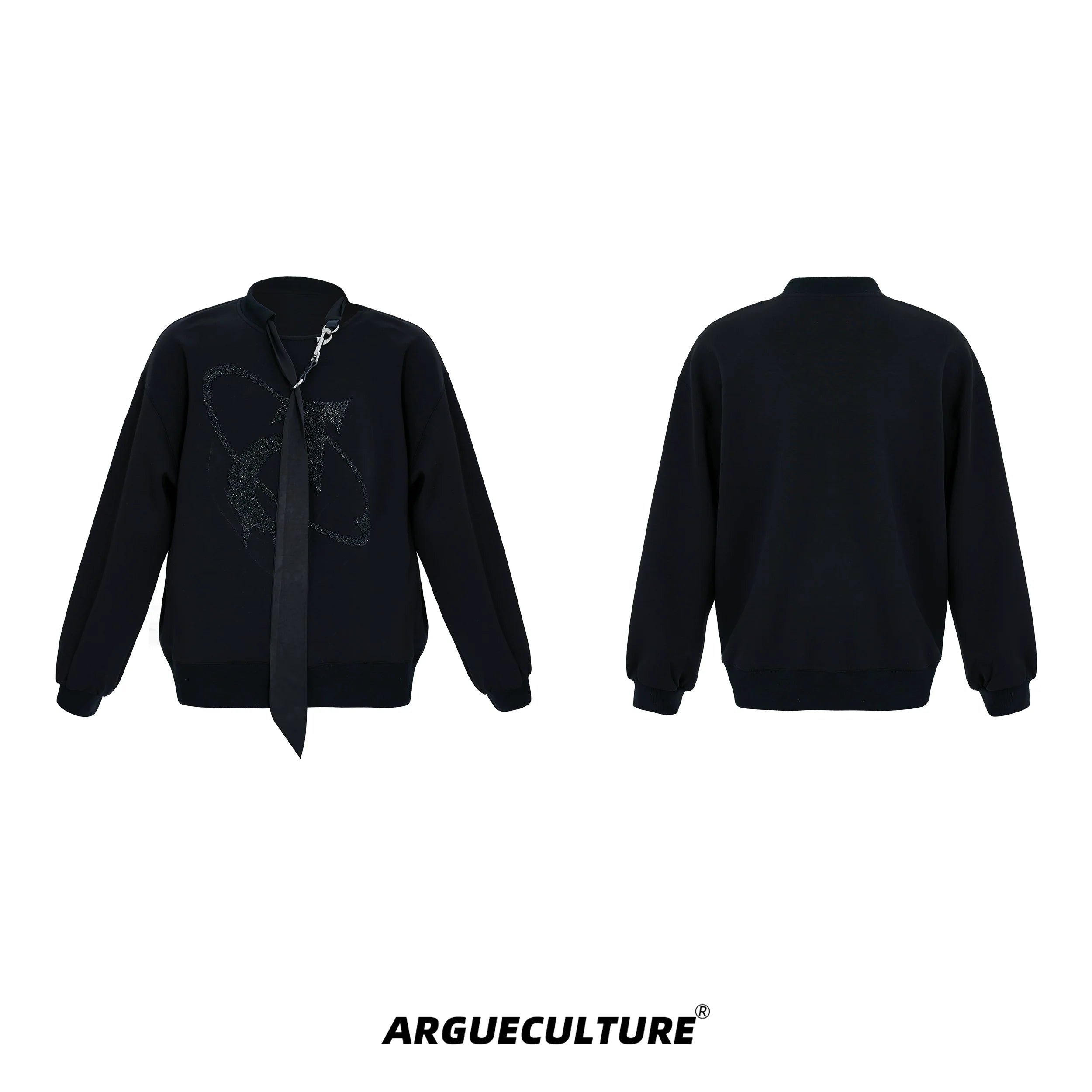 Luxury Crystal Logo Sweatshirt with Tie Accent - ArgueCulture