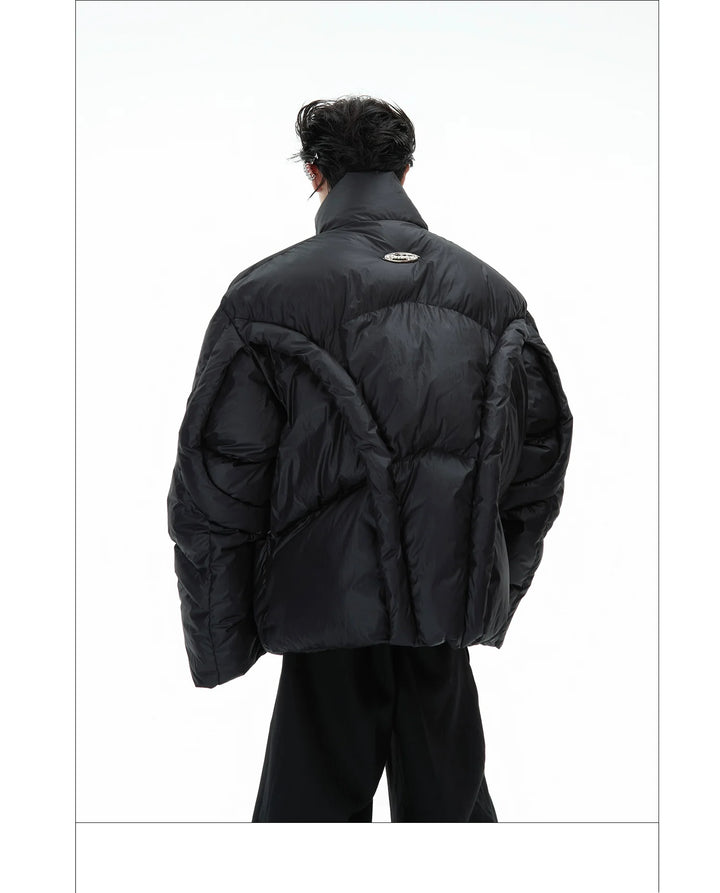 Deconstructed Puffer Jacket High Collar Loose Fit Street Style - ArgueCulture