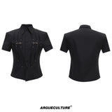 Pleated Waist-Cinched Short-Sleeve Shirt - product image 5