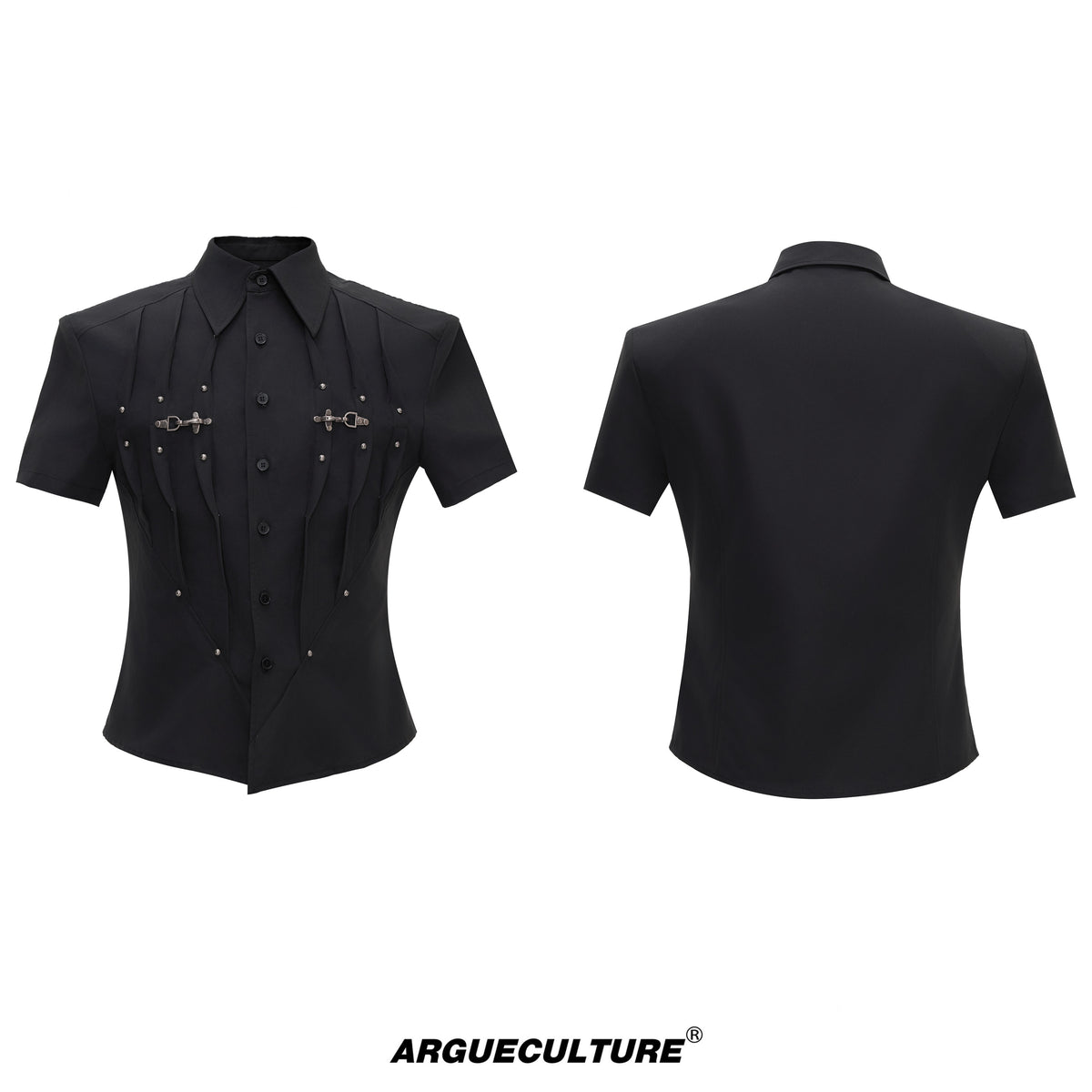 Pleated Waist-Cinched Short-Sleeve Shirt - product image 5
