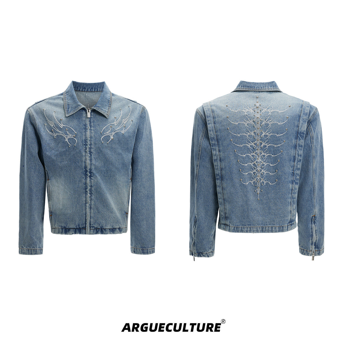 Cropped Washed Rivet Denim Jacket - product image 5