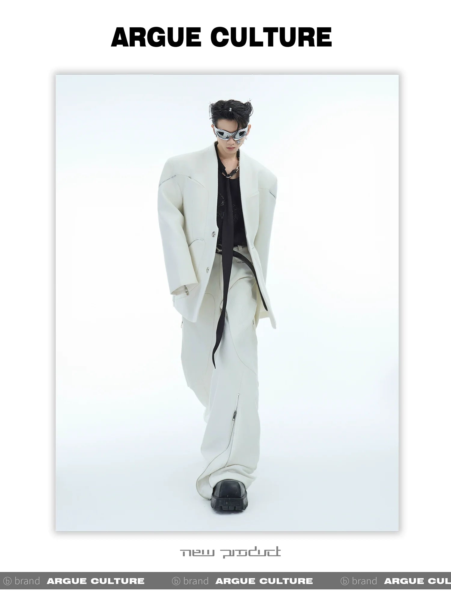Deconstructed Double Zipper No-Collar Casual Blazer for Men - ArgueCulture