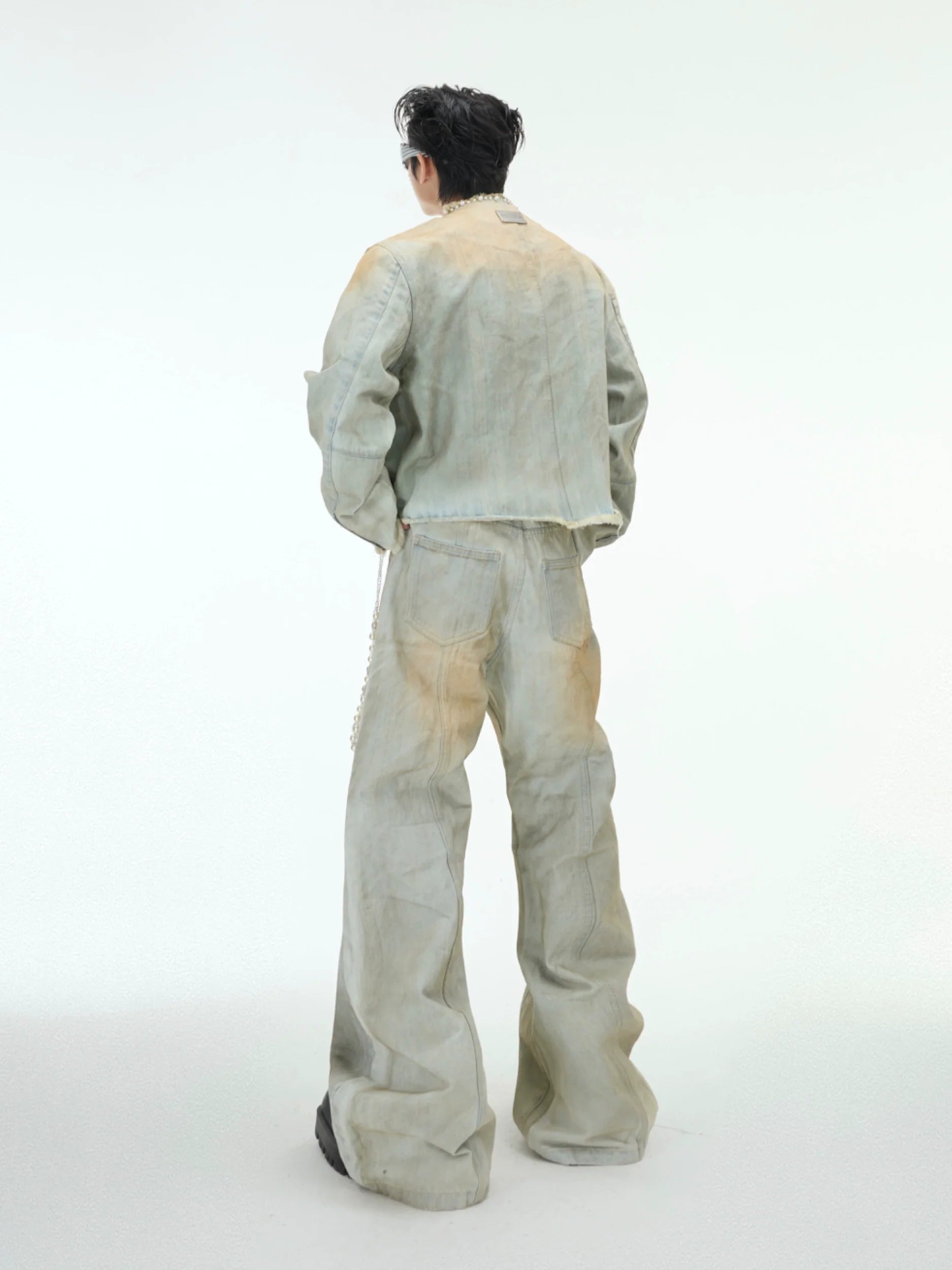 Vintage Pearl-Embellished Flared Denim Jeans ¡§C Streetwear Fashion - ArgueCulture