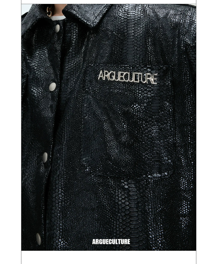 Liquid Texture Crocodile-Pattern Glossy Jacket – High-Fashion Streetwear - ArgueCulture