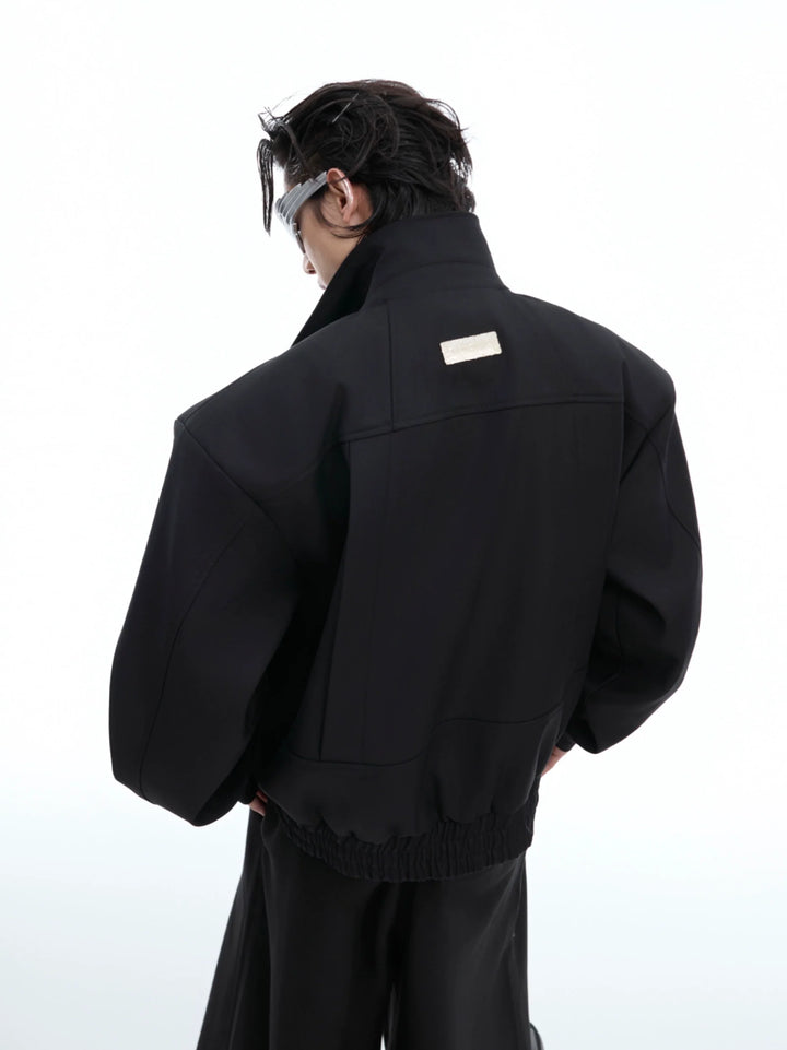 Cropped Jacket with Structured Collar and Faux Tie Design - ArgueCulture