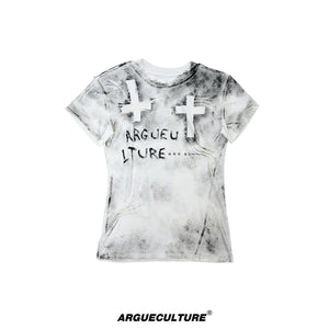 Distressed Cross Graphic Fitted T-Shirt - product image 5