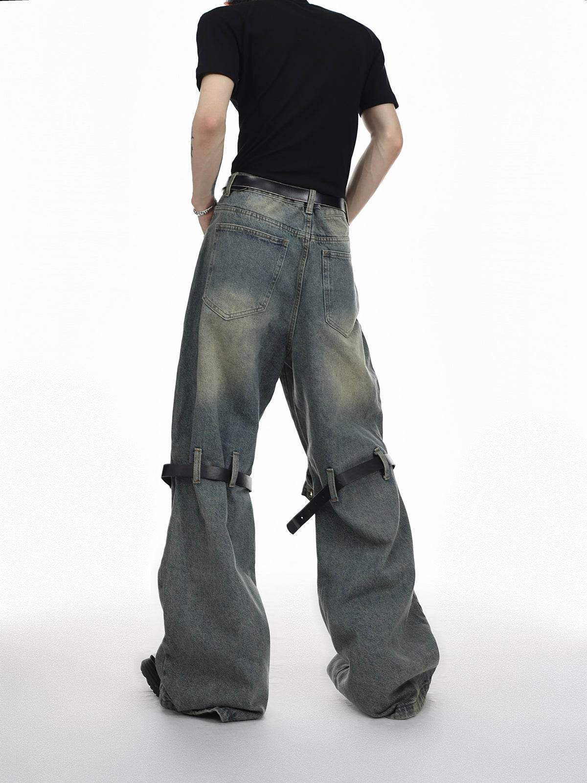 High-Waisted Washed Belt-Detail Jeans - product image 2