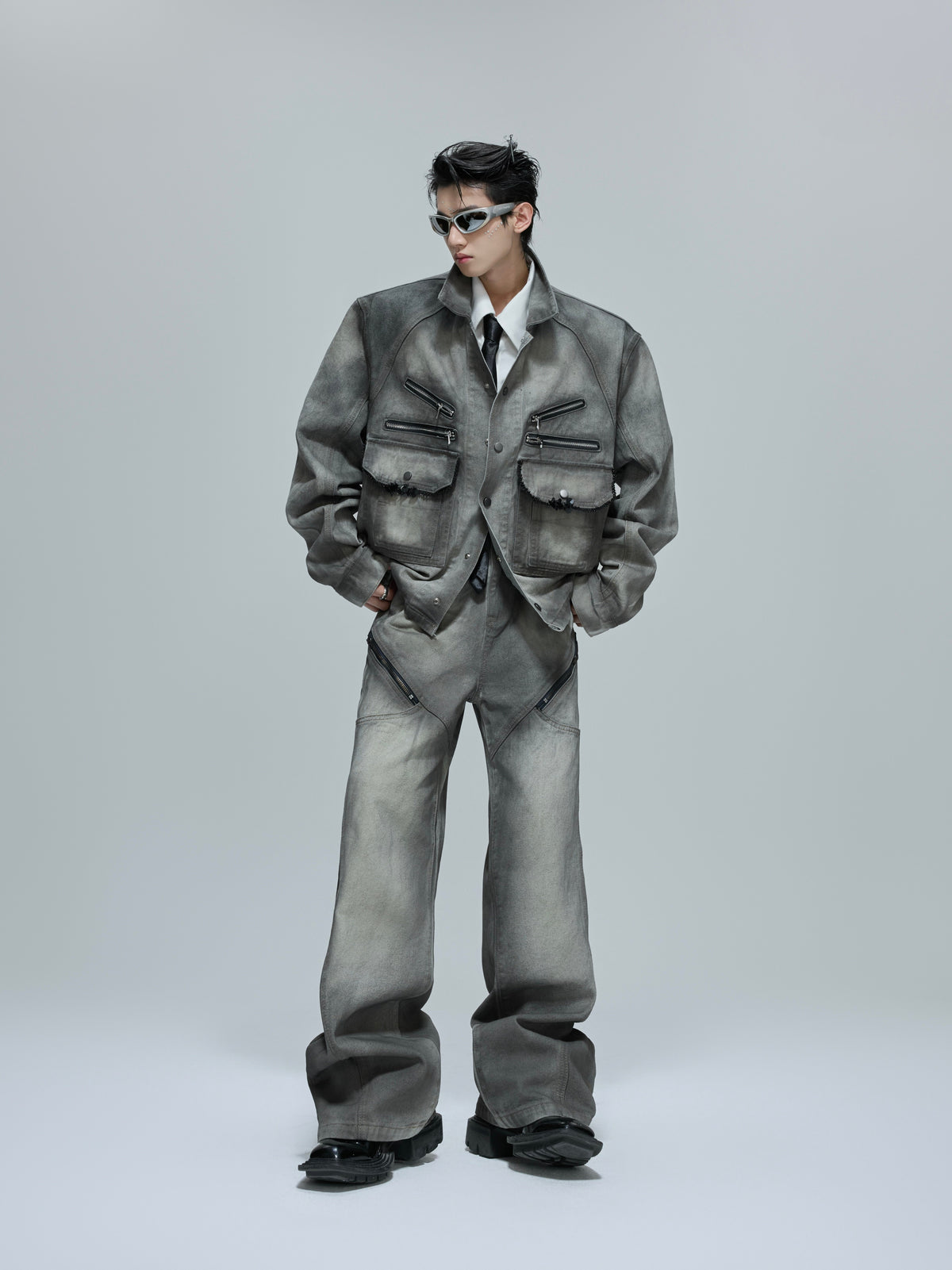 Cement Gray Denim Jacket or Flare Pants - product image 1